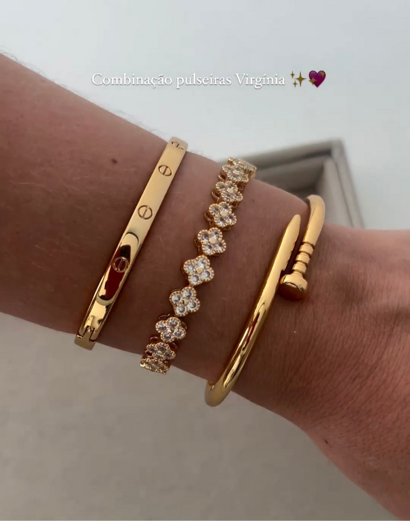 COMBINAÇÃO PULSEIRAS VIRGINIA ZIRCONIA DOURADA